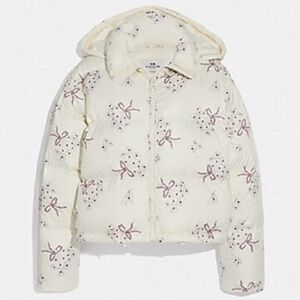 NEW Coach Floral Bow Print Short Puffer Jacket 76318